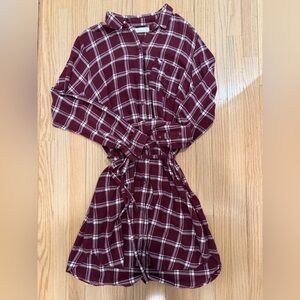 Abercrombie & Fitch Burgundy Plaid Shirt Dress